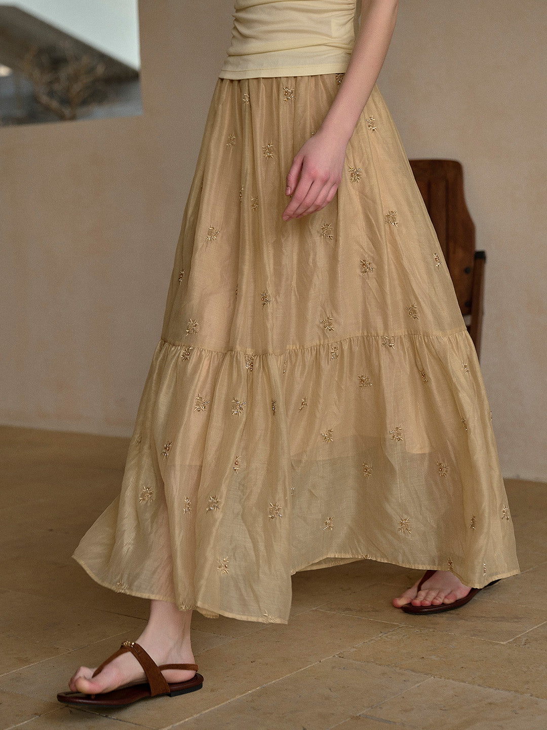 Gwendolyn Embroidery Midi Skirt