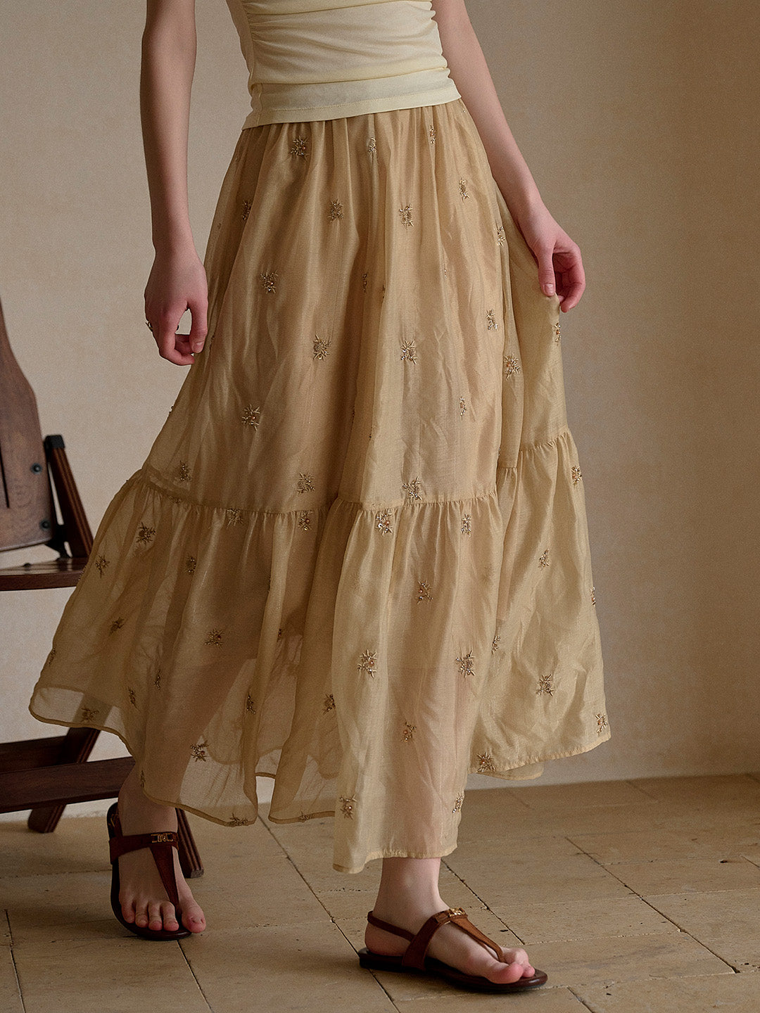 Gwendolyn Embroidery Midi Skirt
