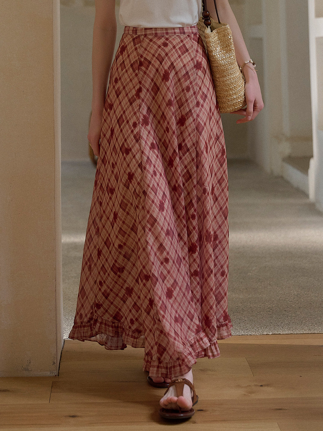 Elena Wave Edge Plaid Skirt