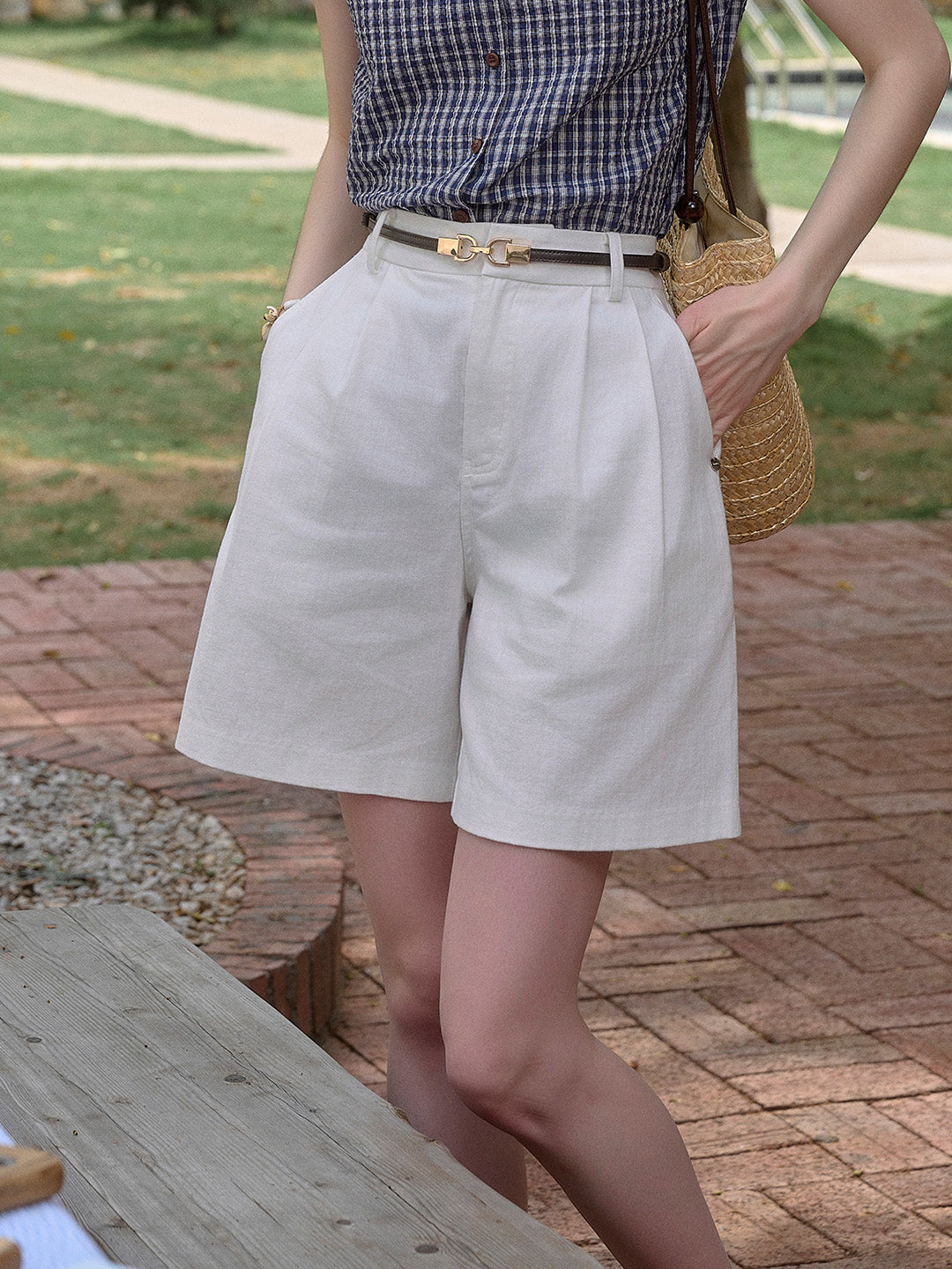 Elizabeth Simple Waist 100% Cotton Shorts