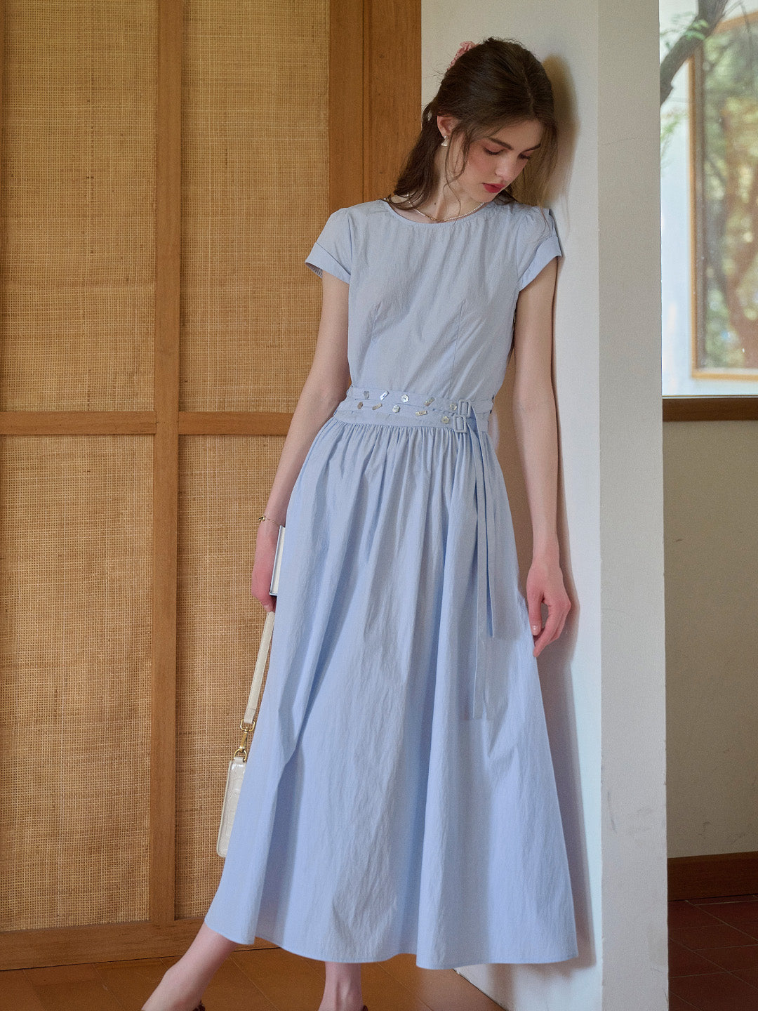 Salem Round Neck Waist Cotton Dress
