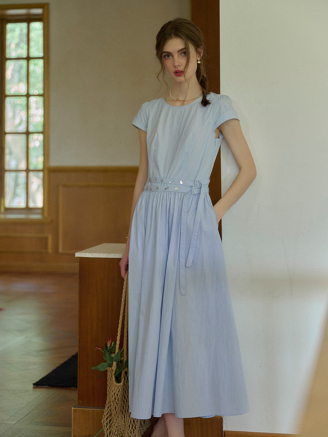 Salem Round Neck Waist Cotton Dress