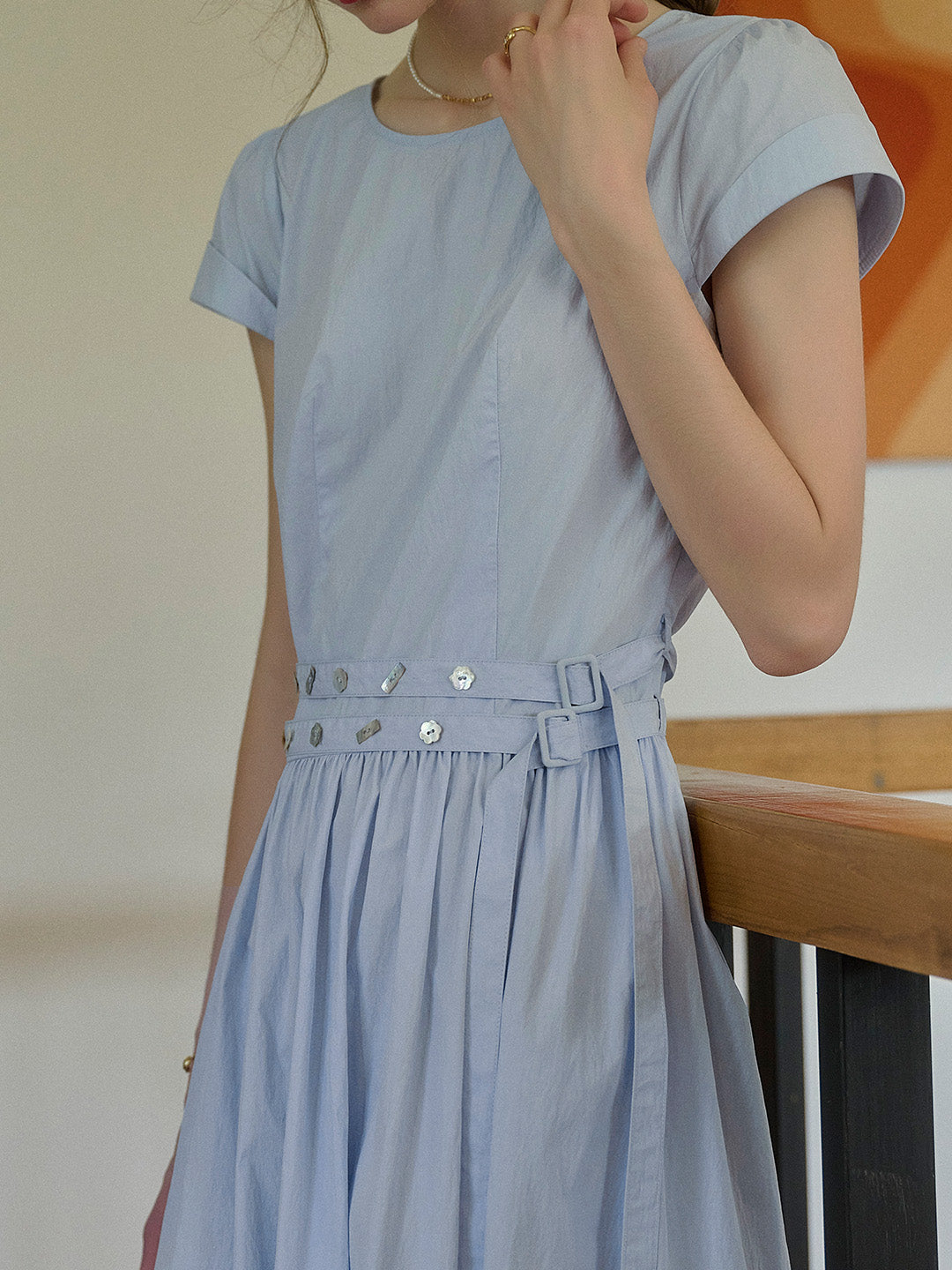 Salem Round Neck Waist Cotton Dress
