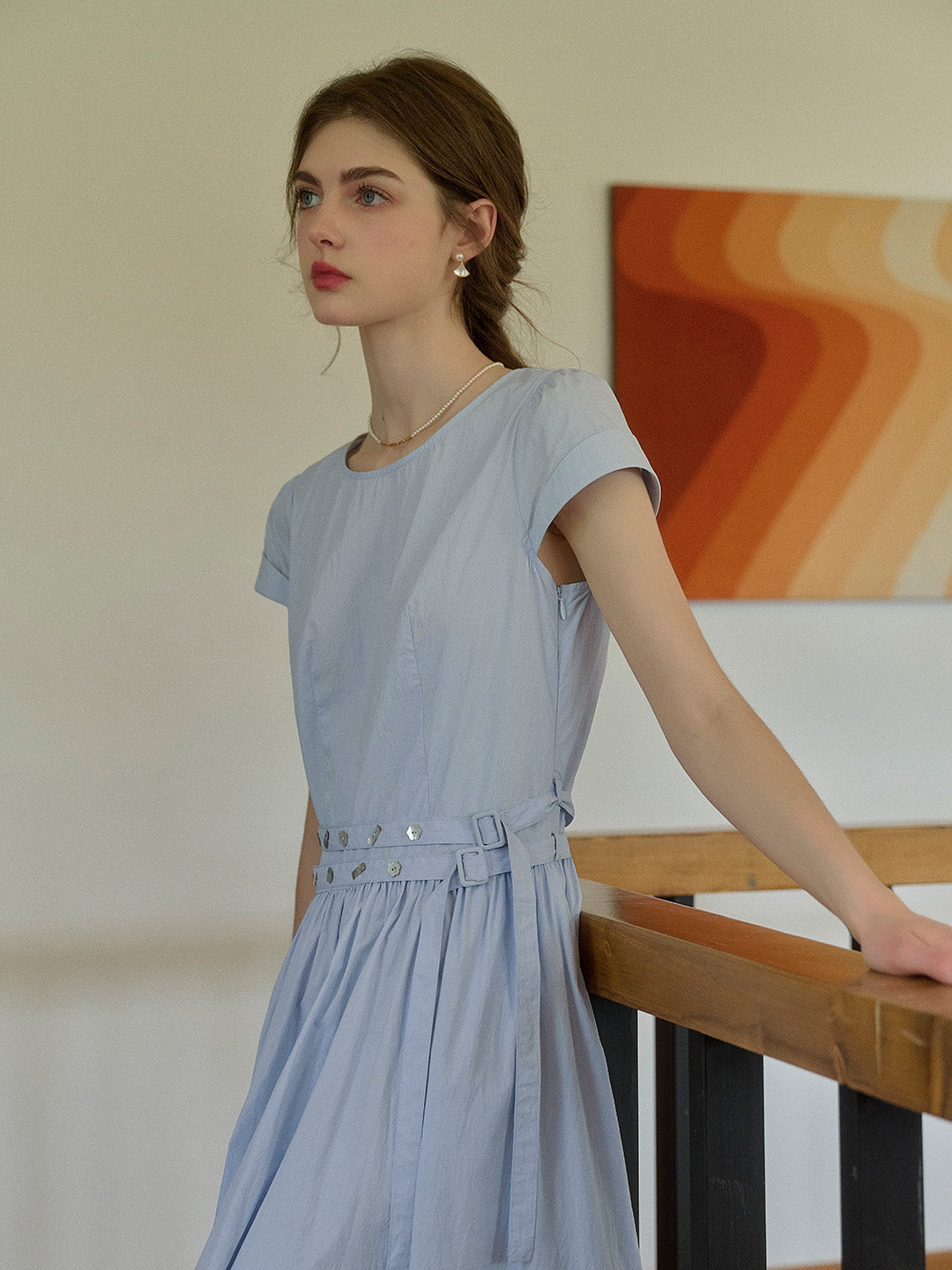 Salem Round Neck Waist Cotton Dress