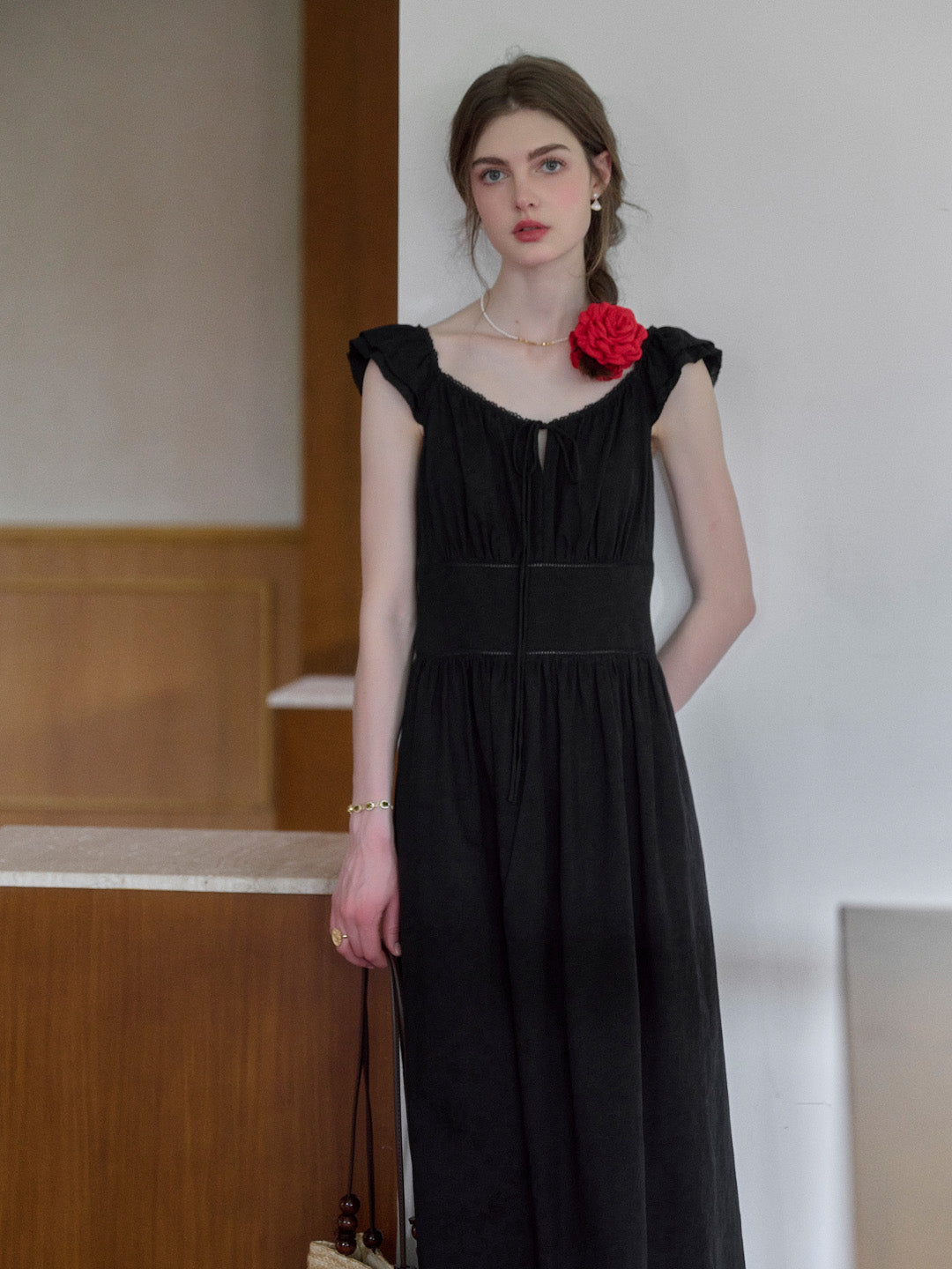 Ursula V-Neck Ruffle Sleeve 100% Cotton Dress