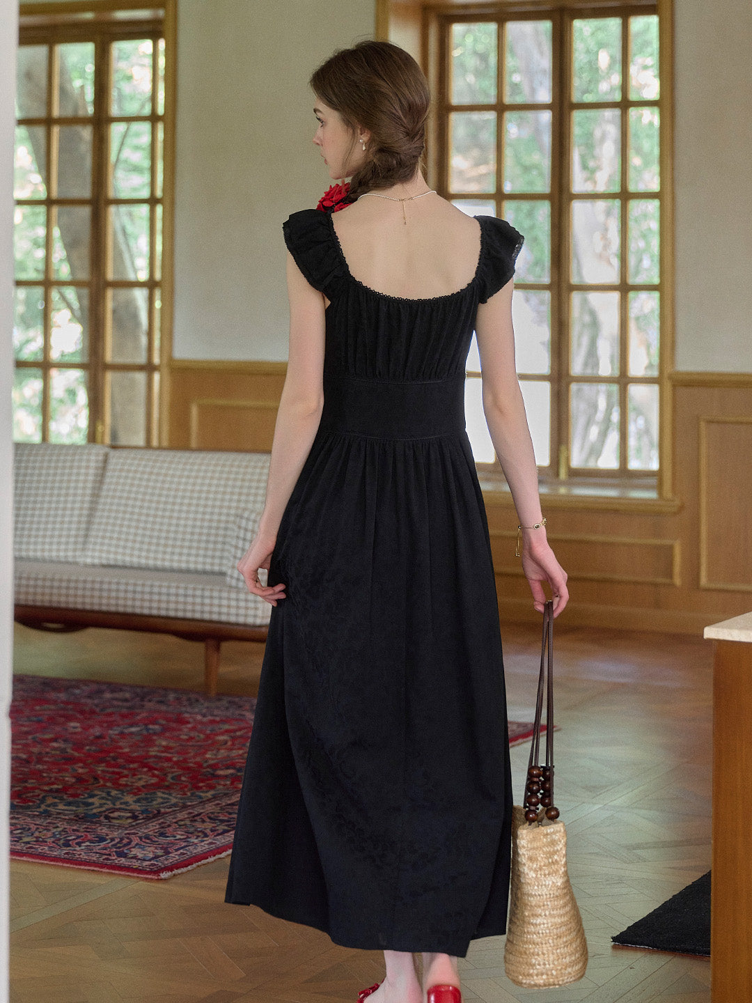 Ursula V-Neck Ruffle Sleeve 100% Cotton Dress