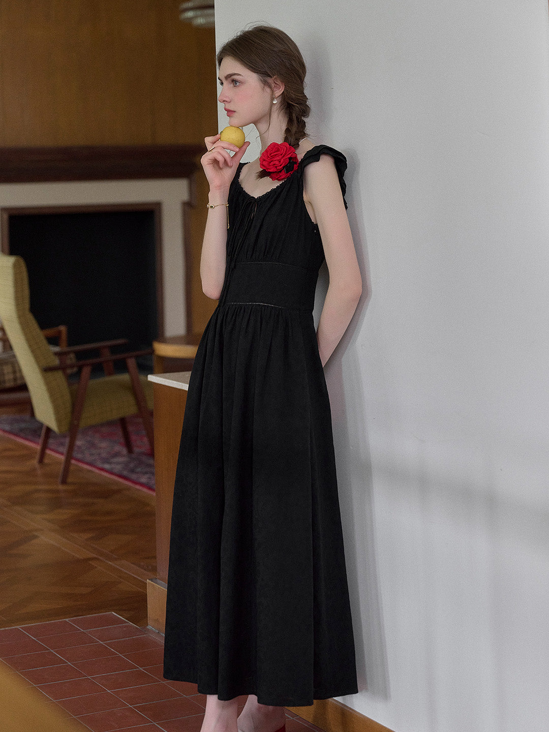 Ursula V-Neck Ruffle Sleeve 100% Cotton Dress