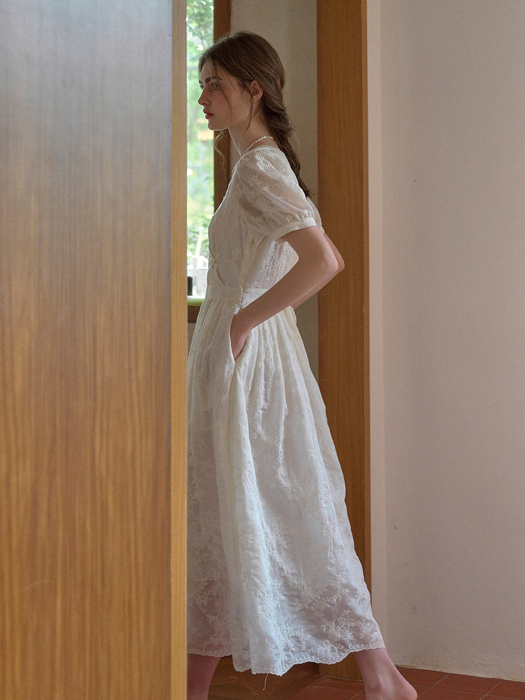 Cameron V-Neck Embroidery Lyocell Dress