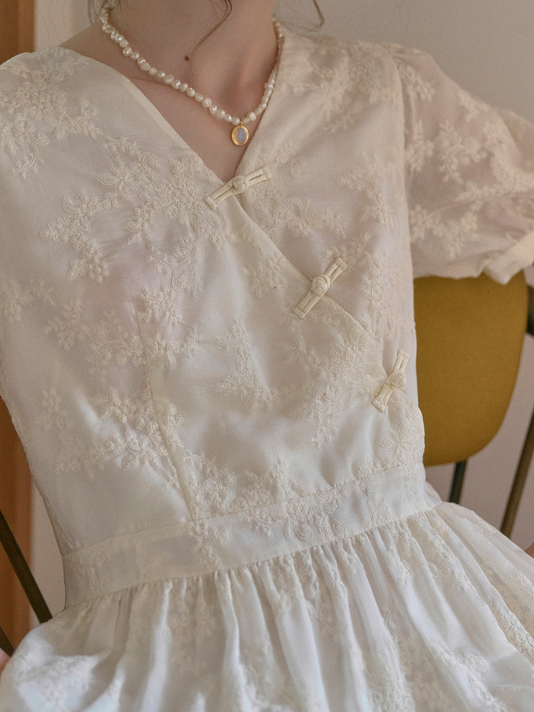 Cameron V-Neck Embroidery Lyocell Dress