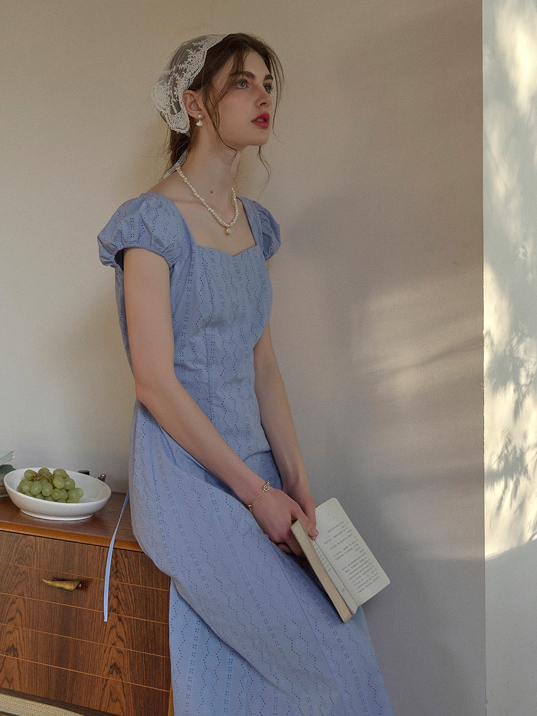 Emily Square Neck Embroidery 100% Cotton Dress