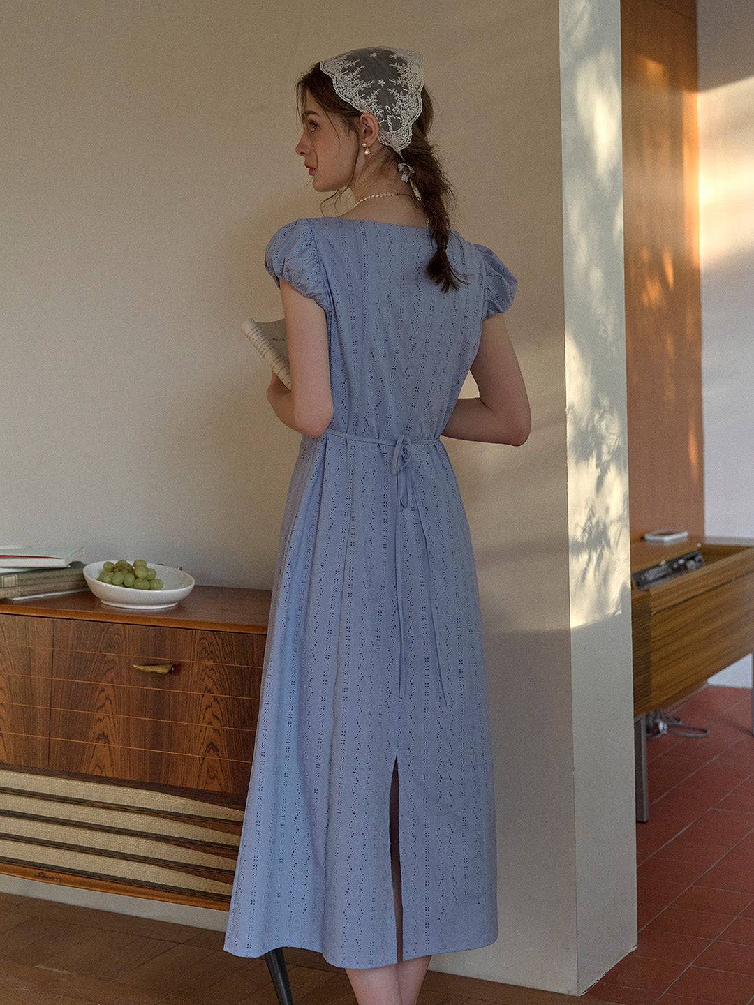 Emily Square Neck Embroidery 100% Cotton Dress