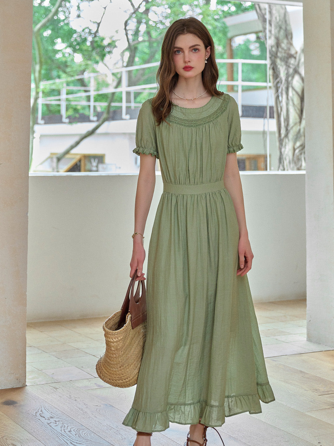 【Final Sale】Emerie Round Neck Puff Sleeve Dress