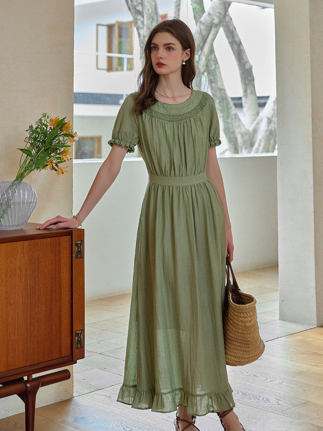 【Final Sale】Emerie Round Neck Puff Sleeve Dress