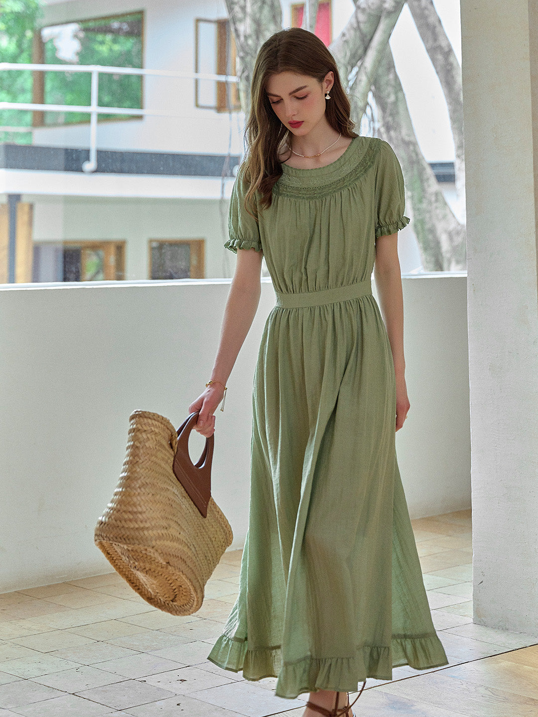 【Final Sale】Emerie Round Neck Puff Sleeve Dress