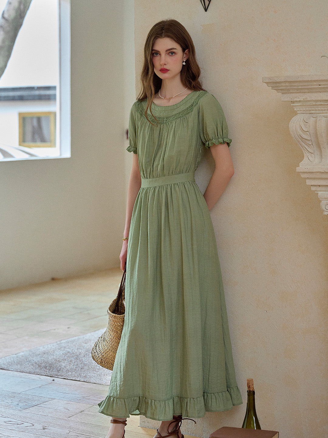 【Final Sale】Emerie Round Neck Puff Sleeve Dress
