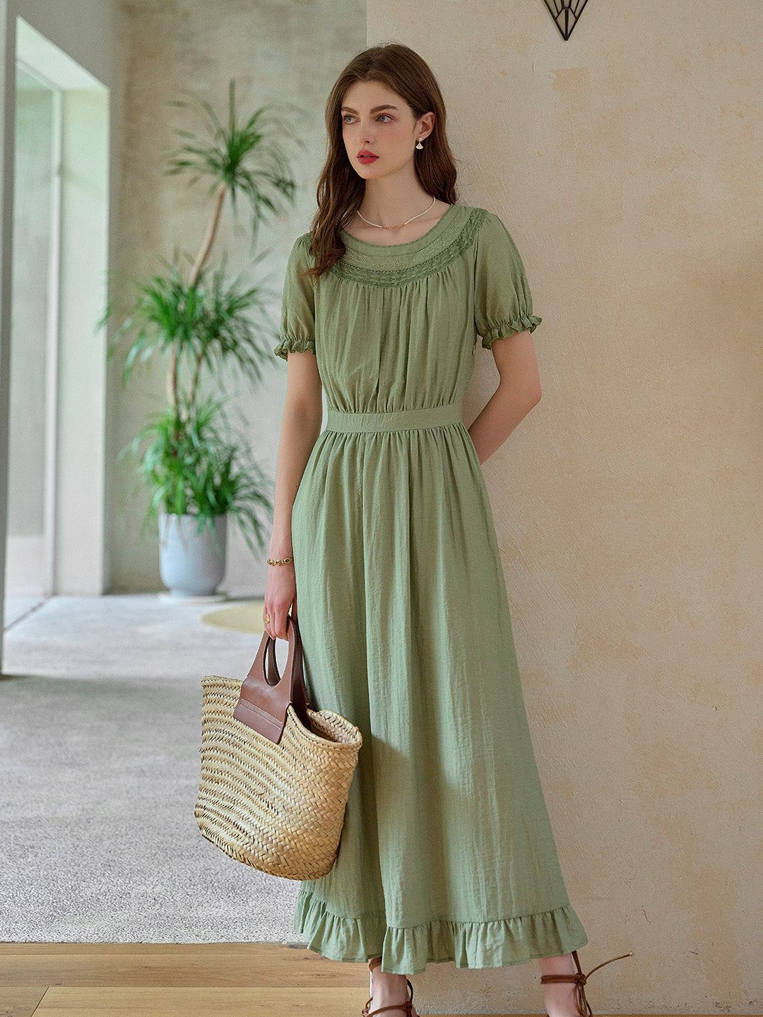 【Final Sale】Emerie Round Neck Puff Sleeve Dress