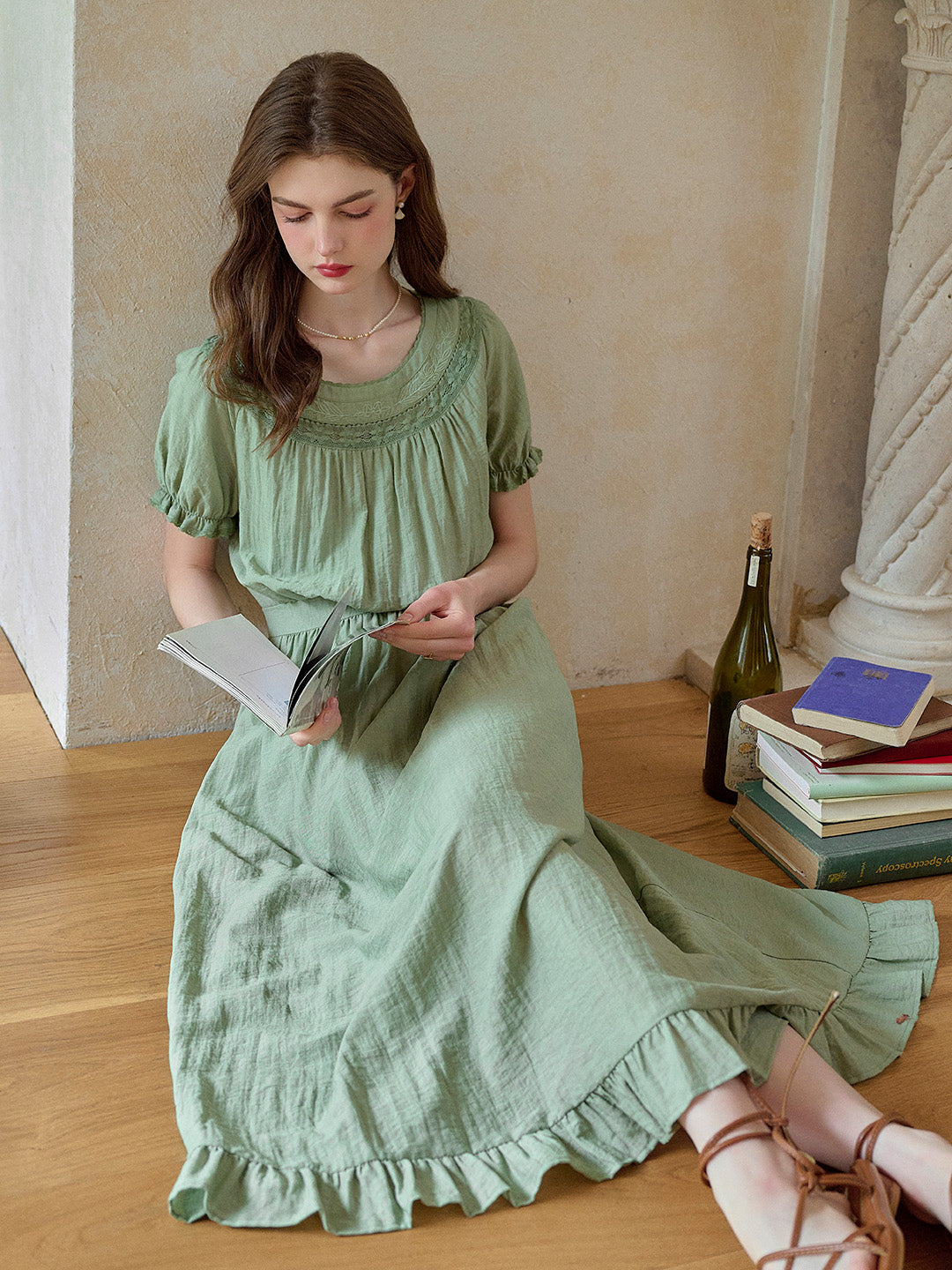 【Final Sale】Emerie Round Neck Puff Sleeve Dress