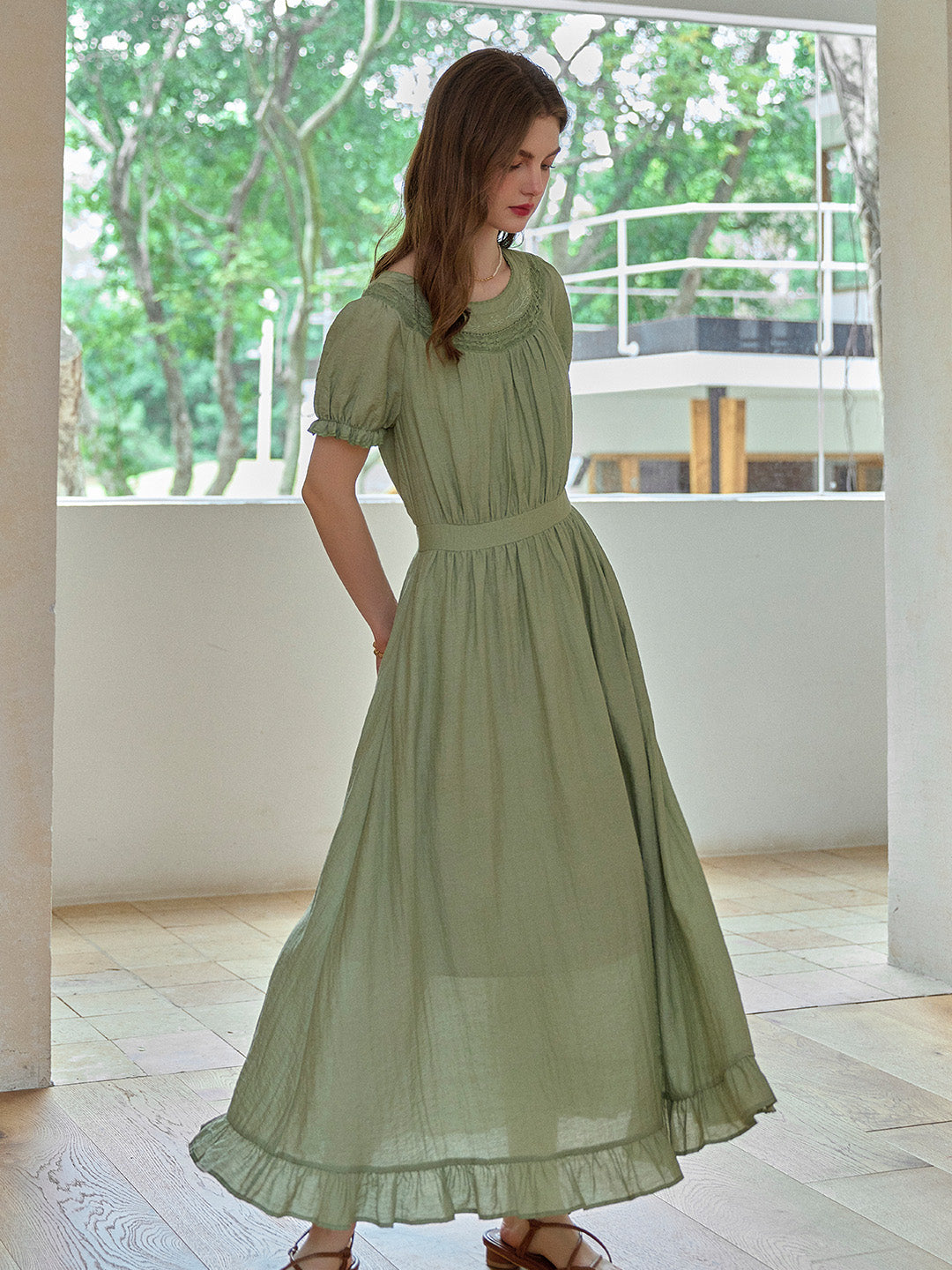【Final Sale】Emerie Round Neck Puff Sleeve Dress
