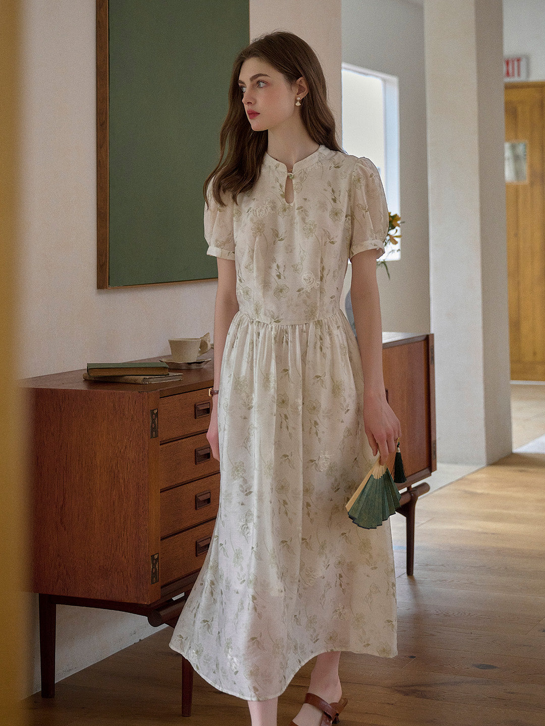 Mia Stand Collar Embroidery Floral Dress