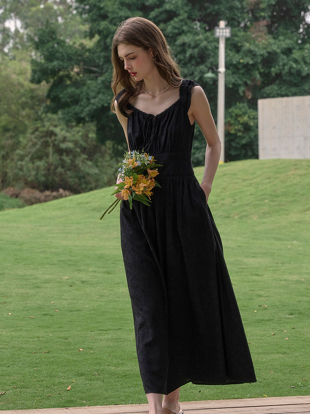 Ursula V-Neck Ruffle Sleeve 100% Cotton Dress