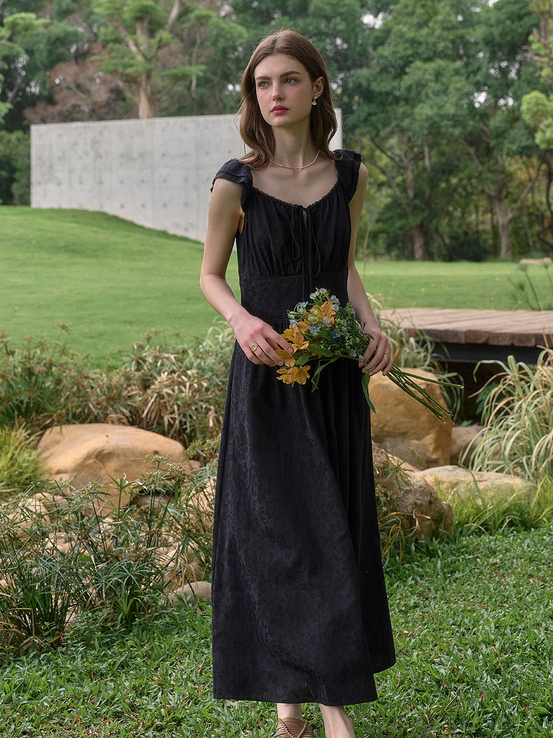 Ursula V-Neck Ruffle Sleeve 100% Cotton Dress
