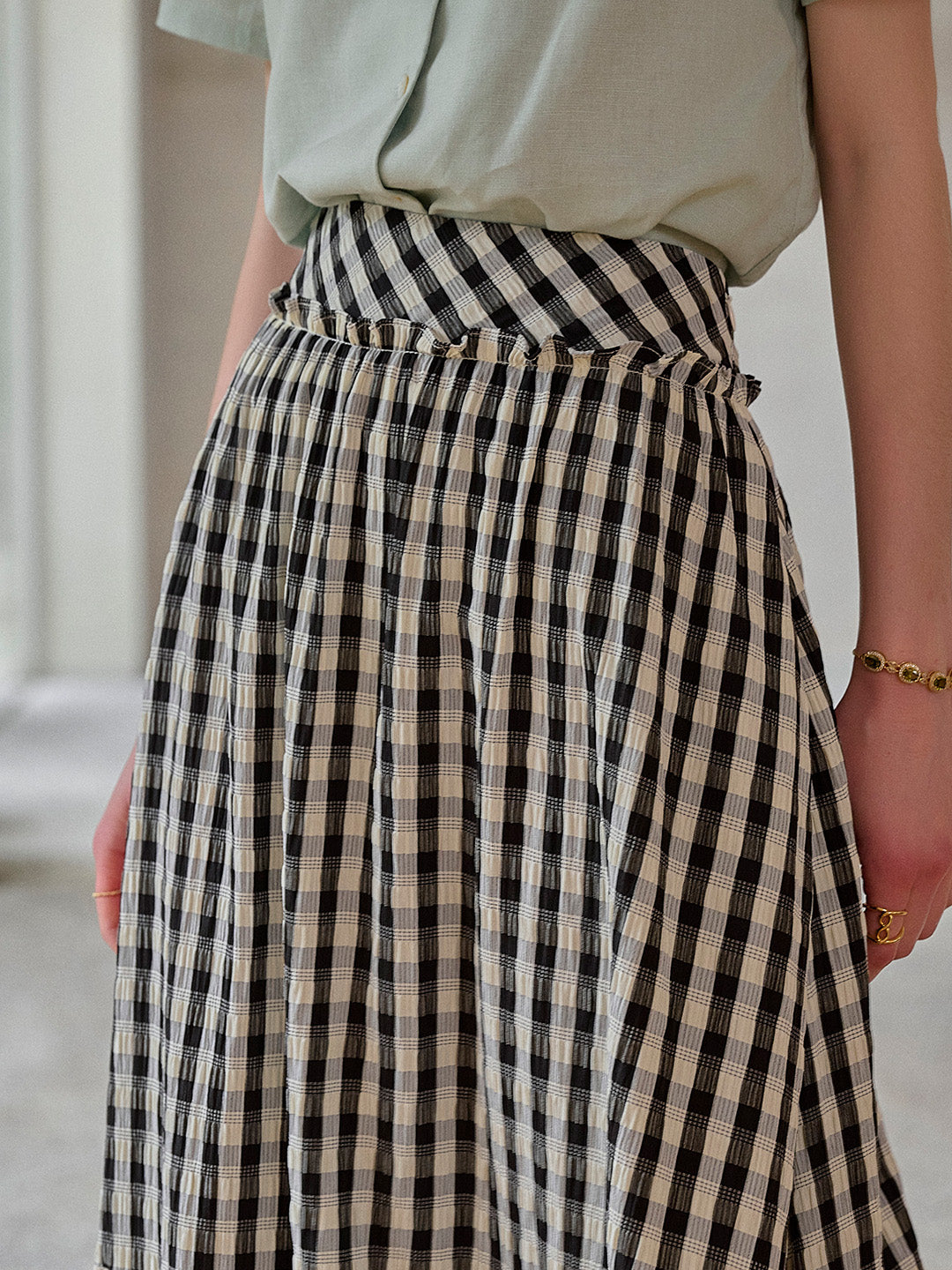 Leah Plaid Lace Viscose Skirt