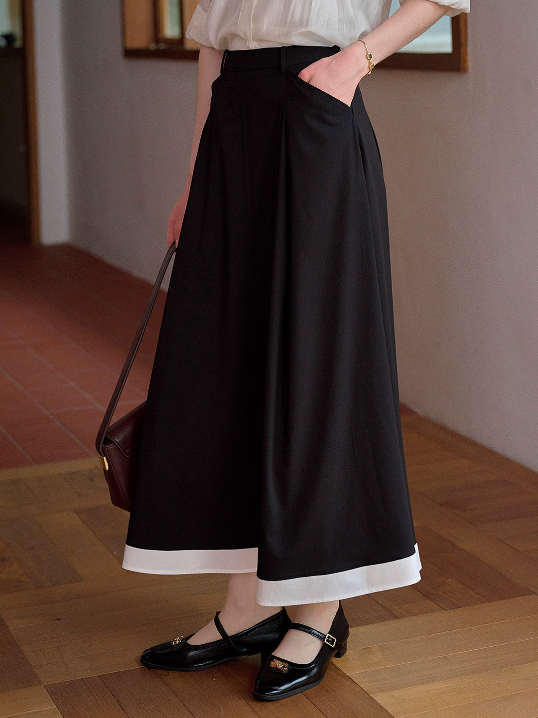 Maeve Contrasting Bamboo Fiber Skirt