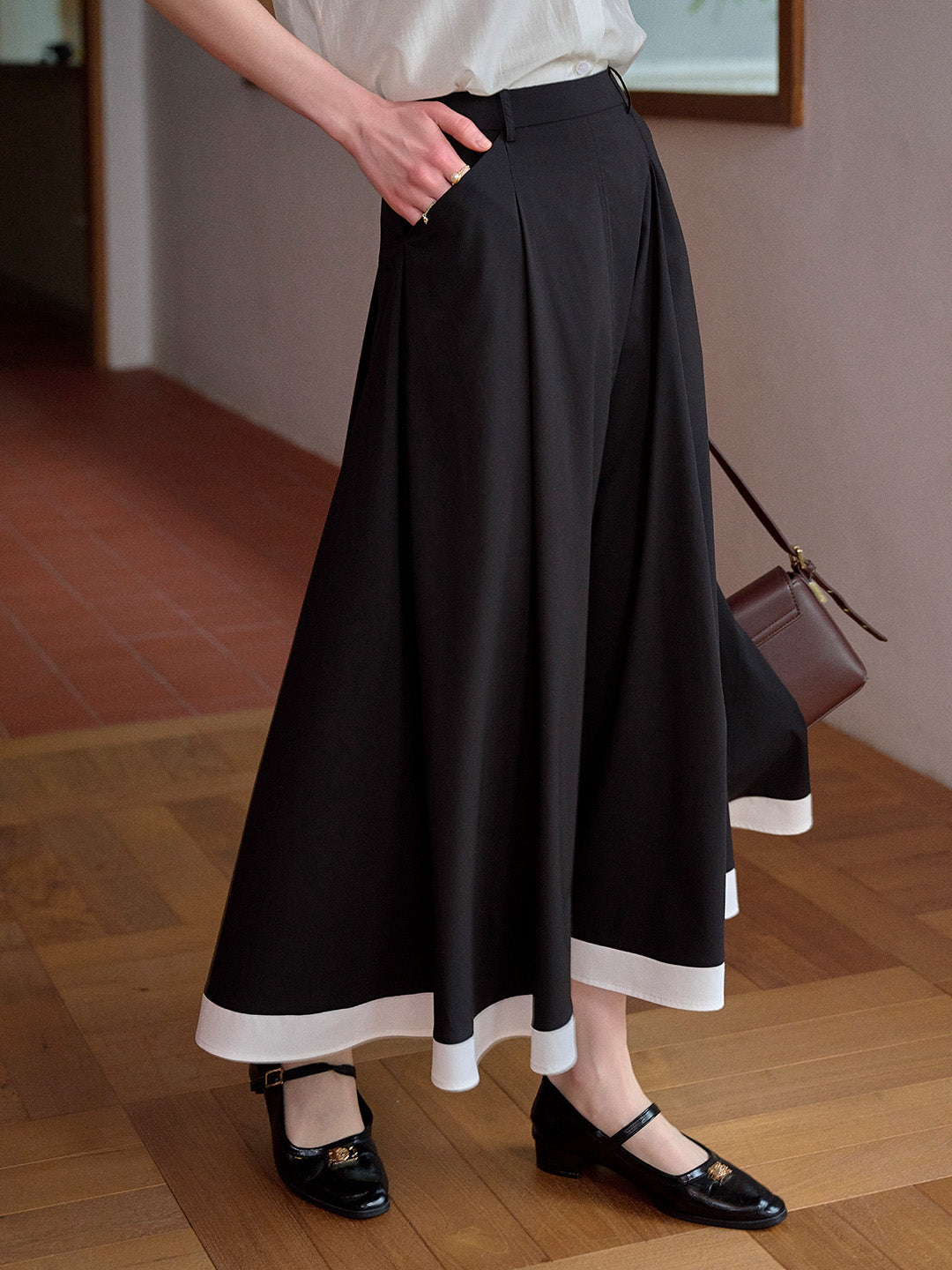 Maeve Contrasting Bamboo Fiber Skirt