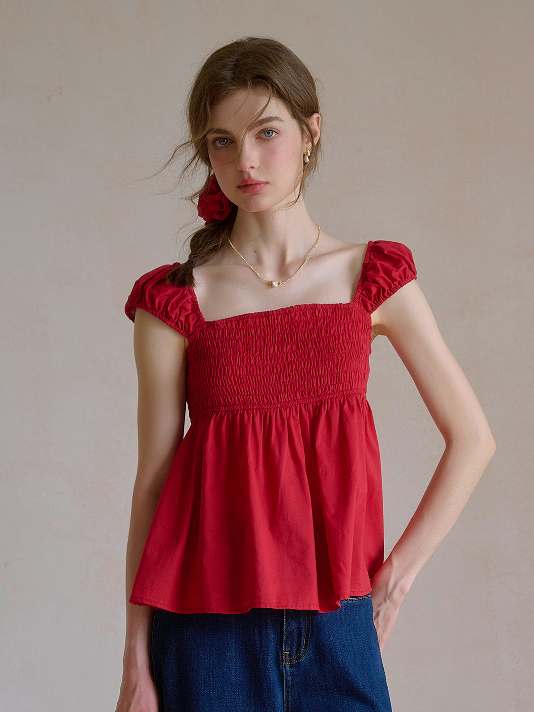 【Final Sale】Riley Square Neck 100% Cotton Blouse