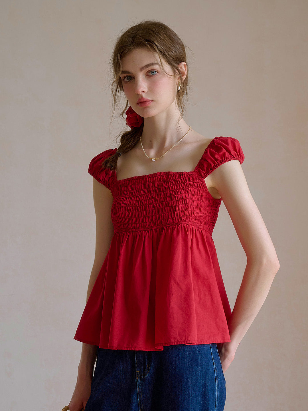 【Final Sale】Riley Square Neck 100% Cotton Blouse