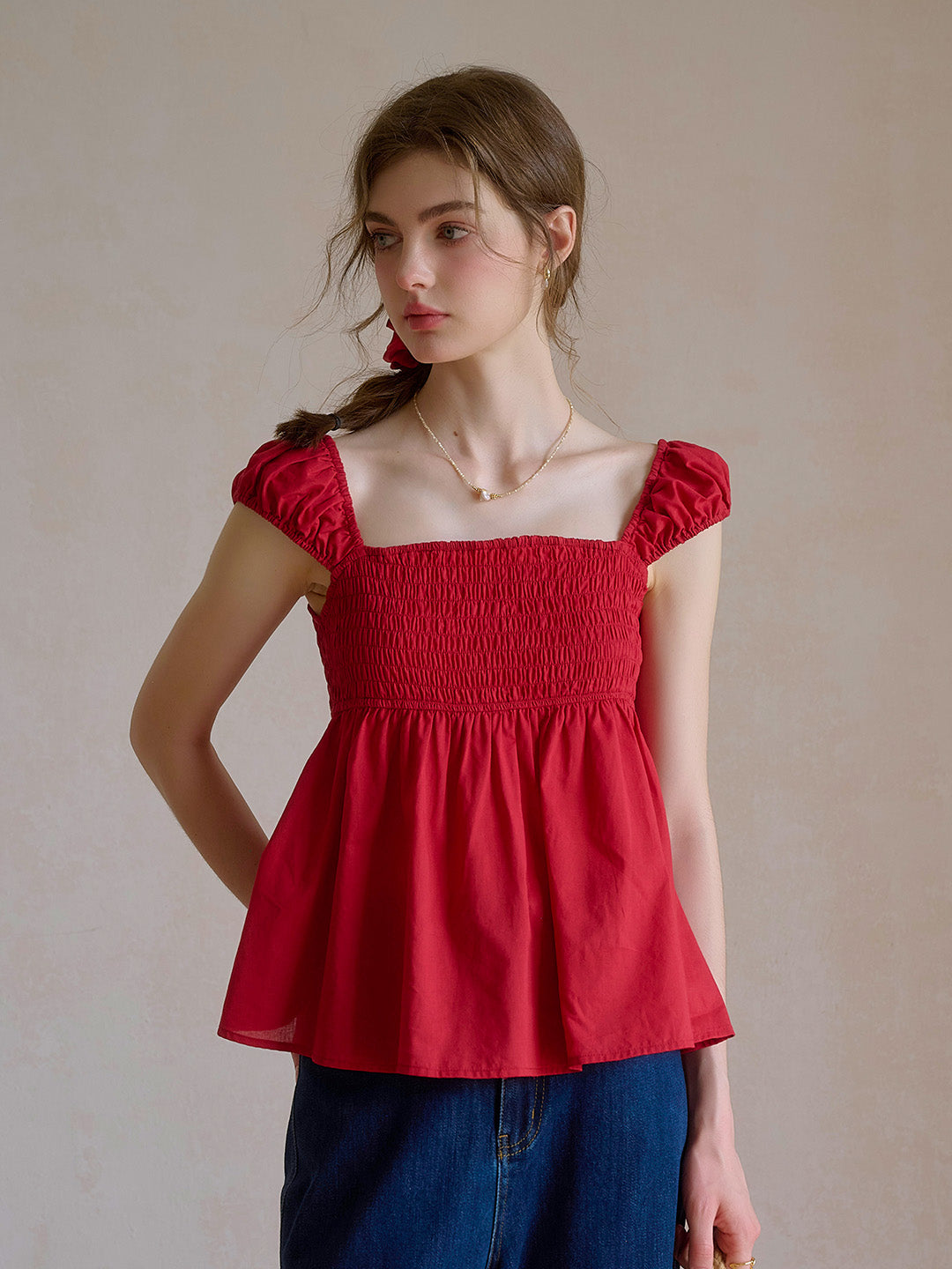 【Final Sale】Riley Square Neck 100% Cotton Blouse