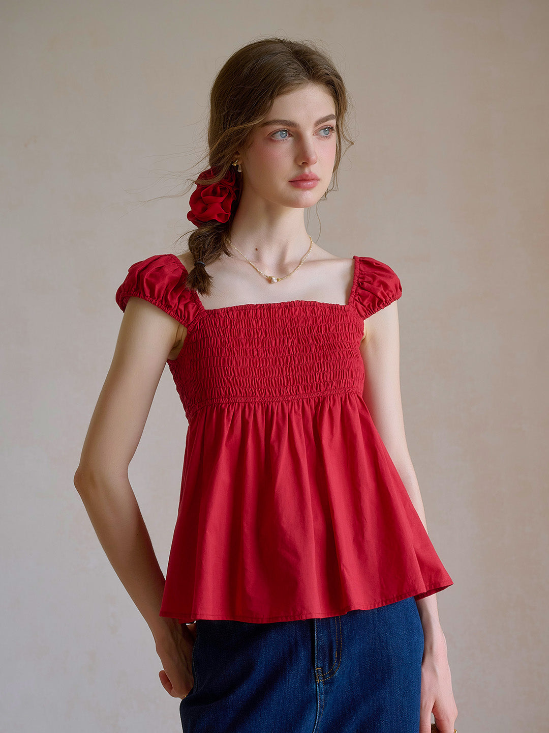 【Final Sale】Riley Square Neck 100% Cotton Blouse