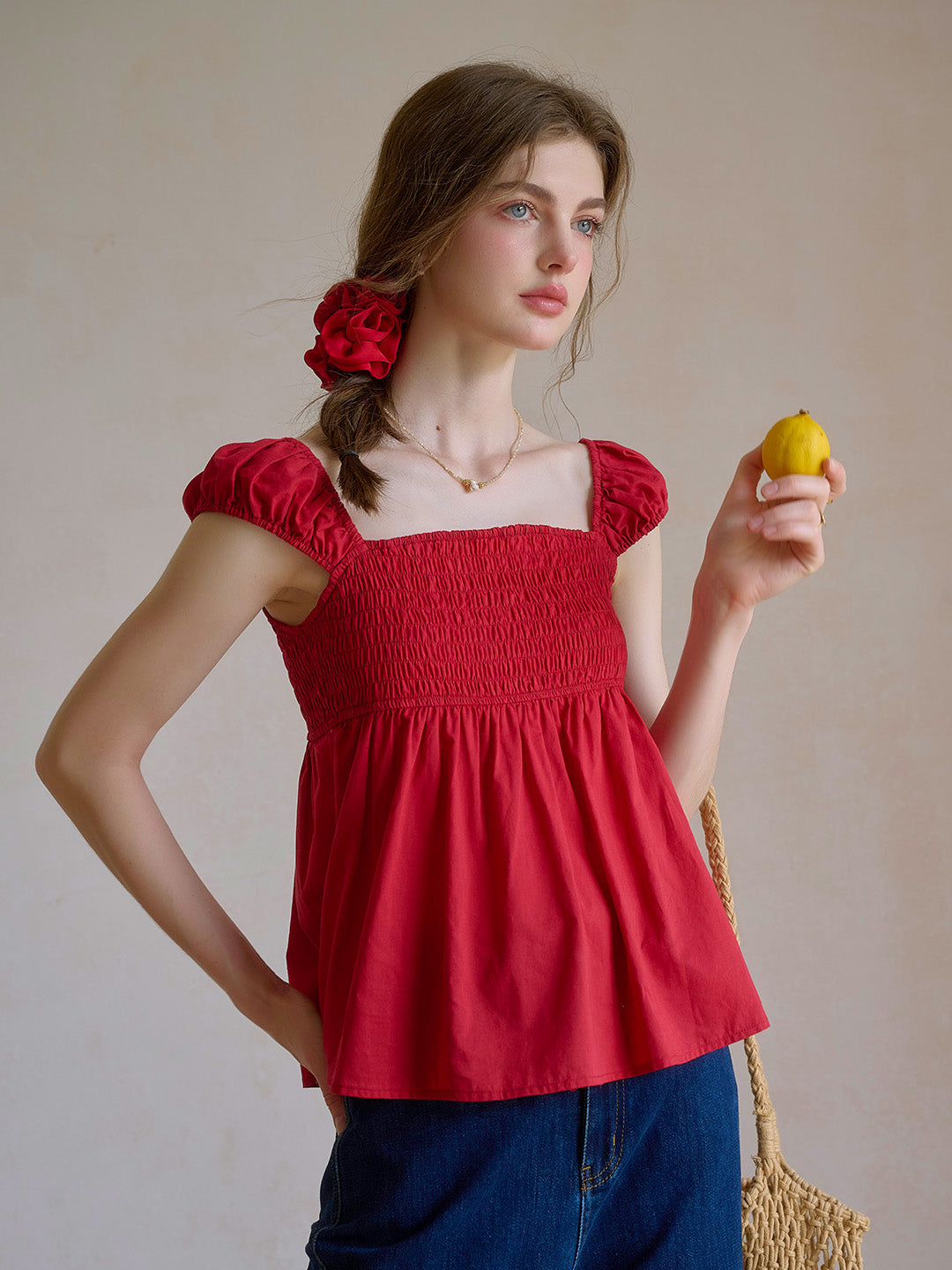 【Final Sale】Riley Square Neck 100% Cotton Blouse