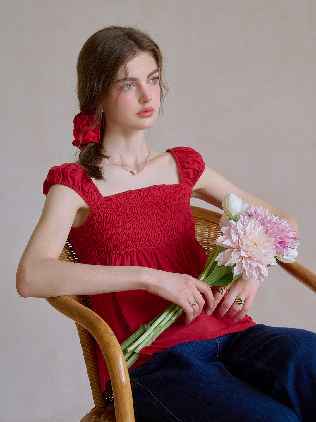 【Final Sale】Riley Square Neck 100% Cotton Blouse