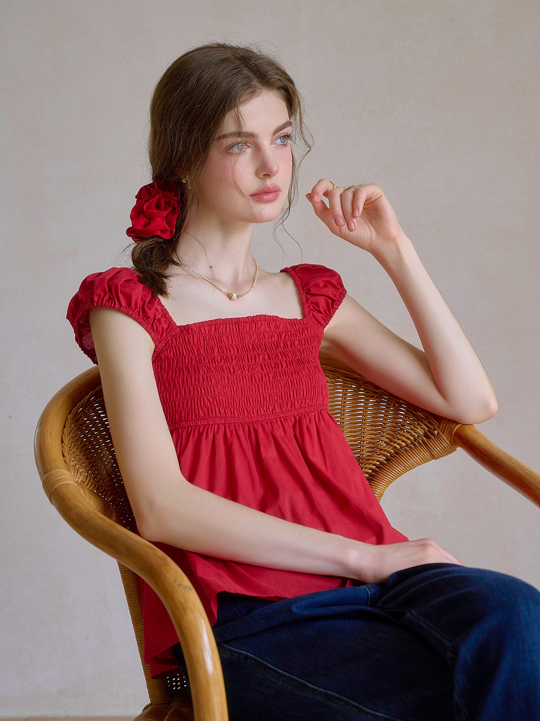 【Final Sale】Riley Square Neck 100% Cotton Blouse