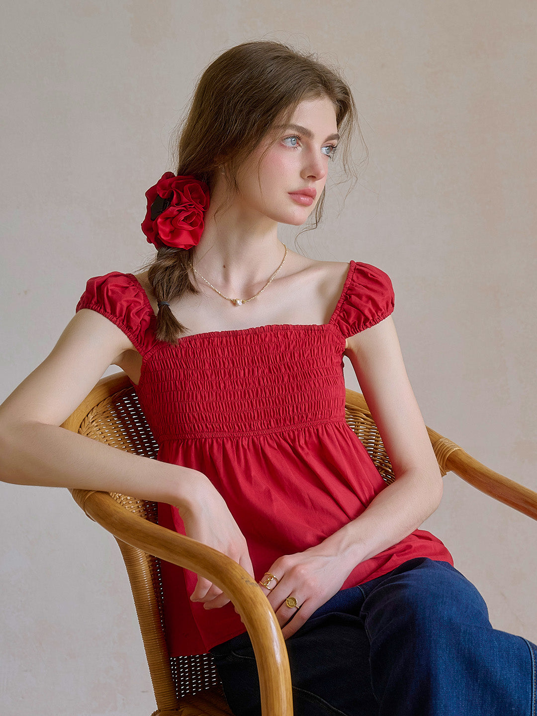 【Final Sale】Riley Square Neck 100% Cotton Blouse