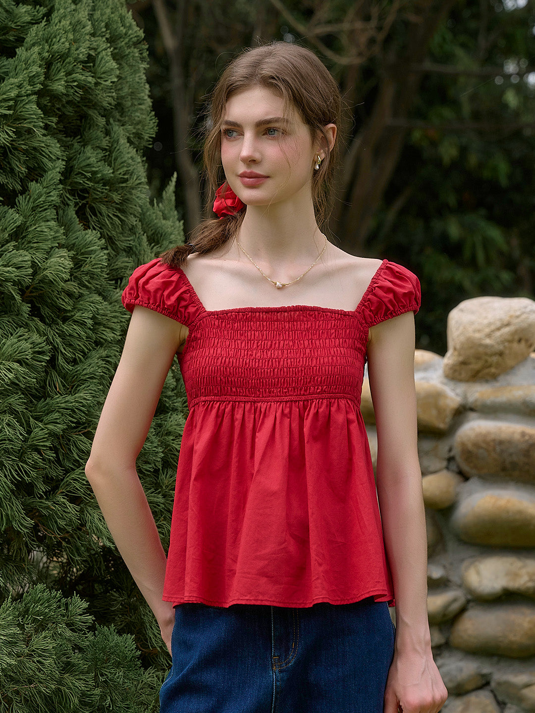 【Final Sale】Riley Square Neck 100% Cotton Blouse