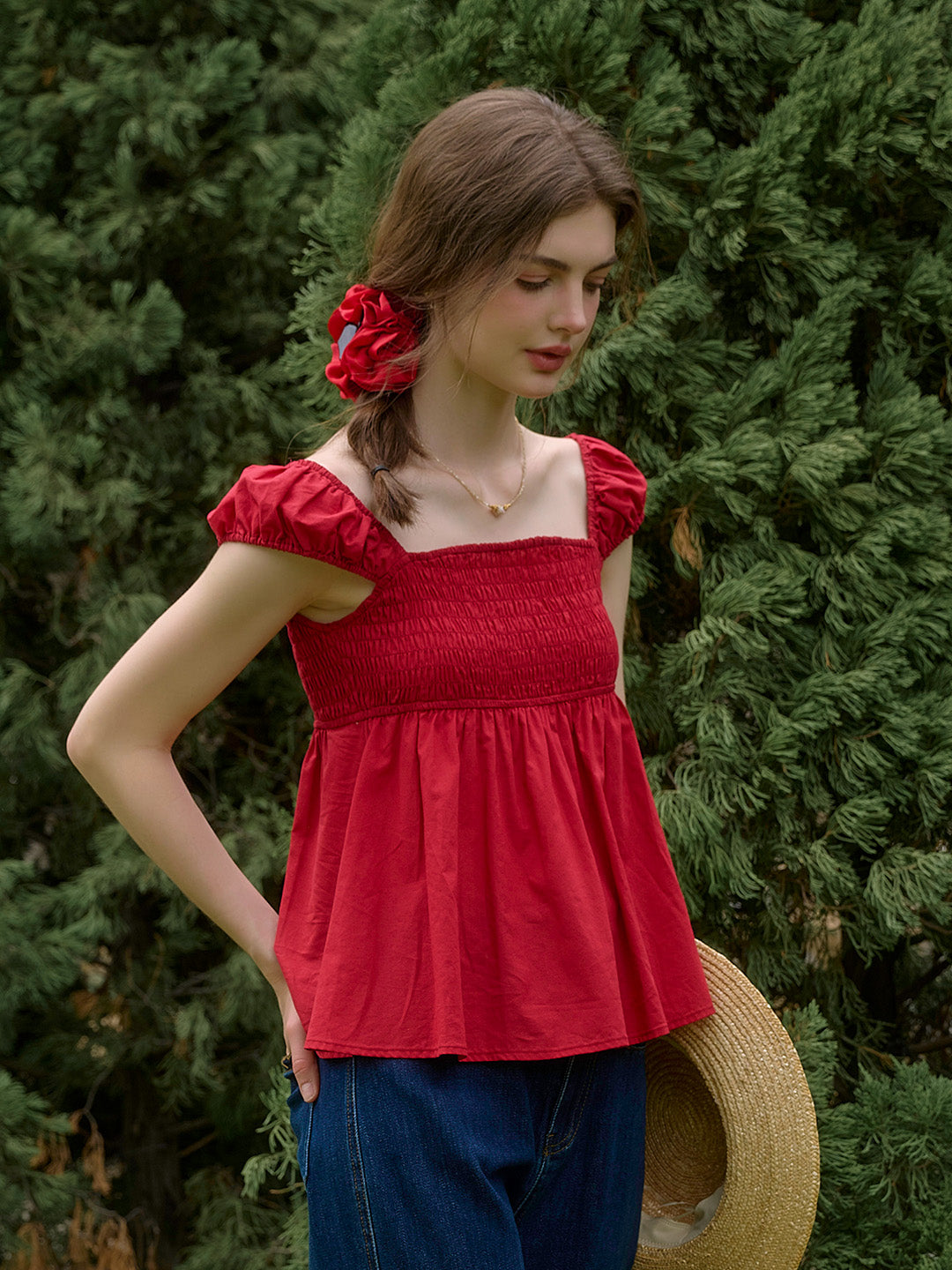 【Final Sale】Riley Square Neck 100% Cotton Blouse