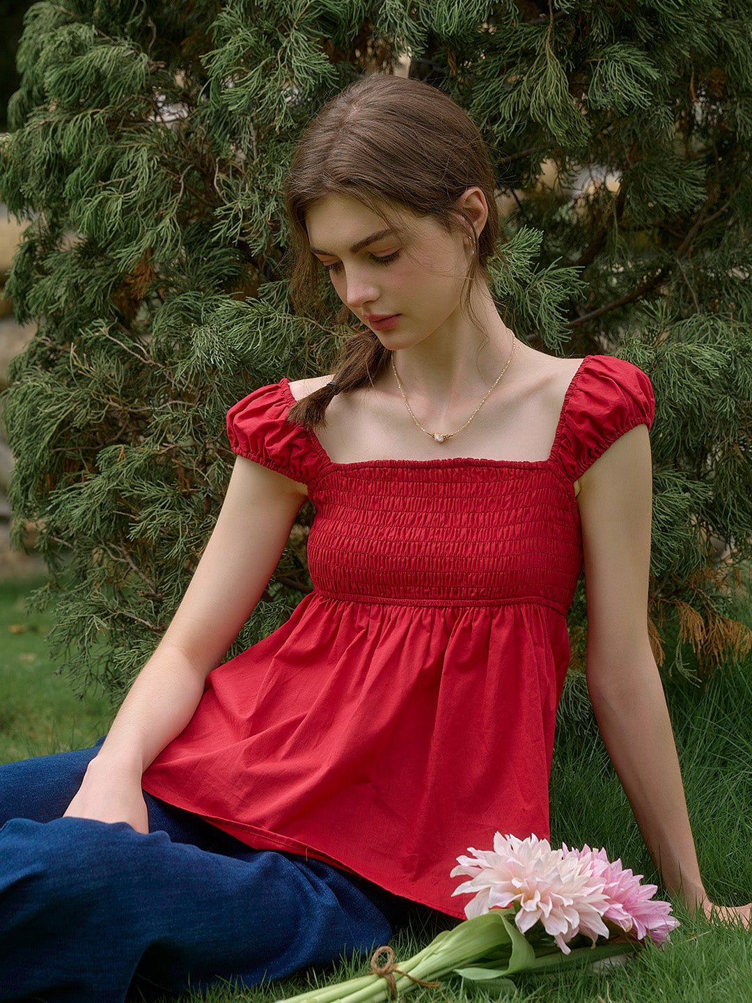 【Final Sale】Riley Square Neck 100% Cotton Blouse
