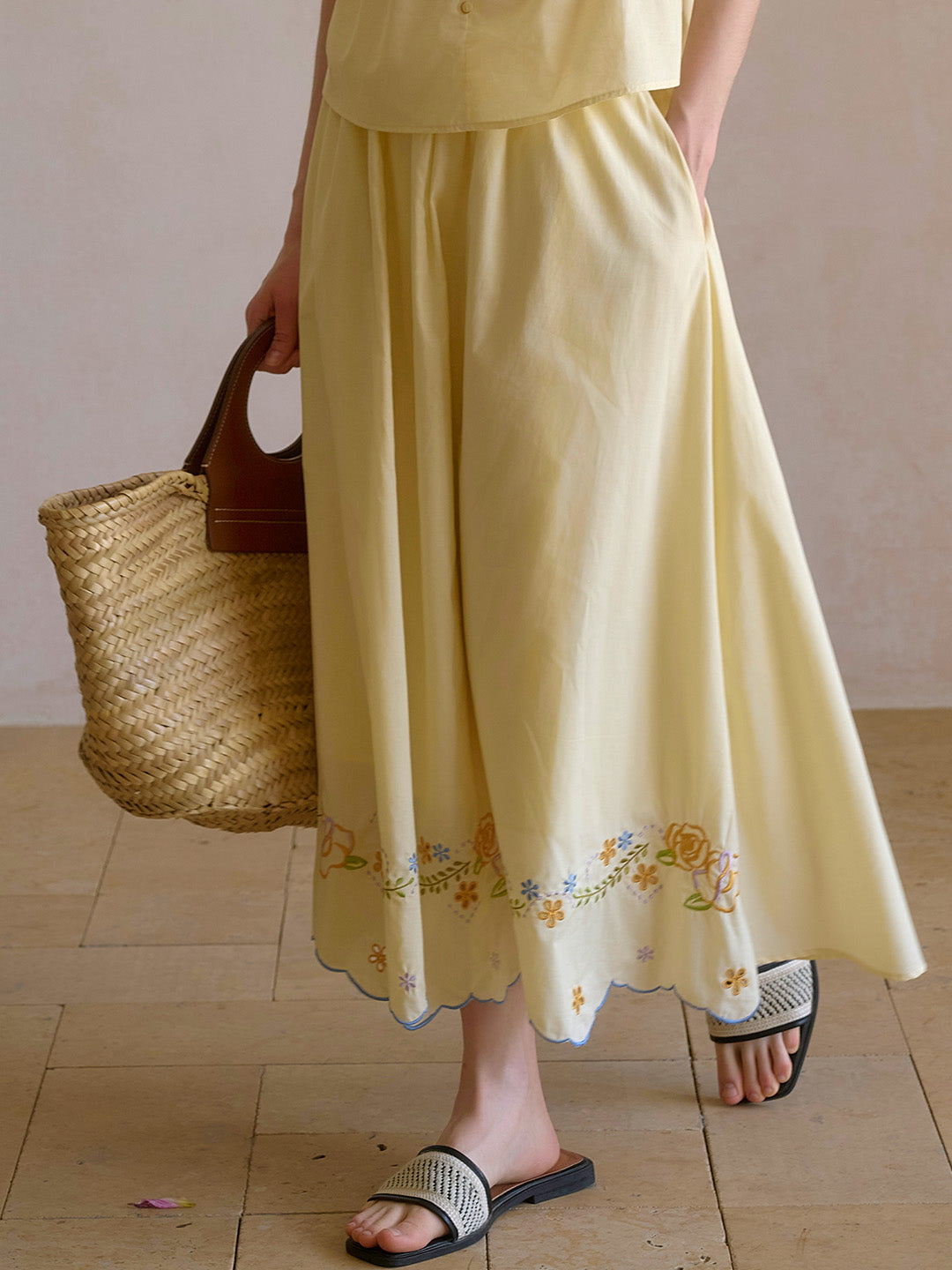 Ashley Floral Embroidery 100% Cotton Skirt