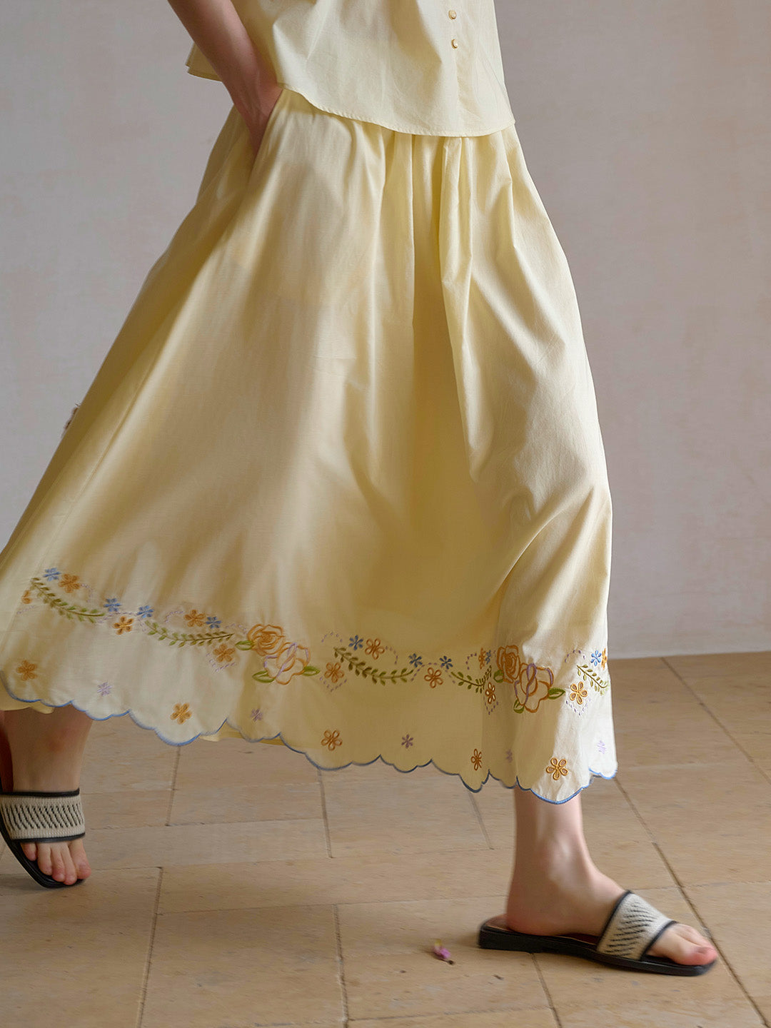 Ashley Floral Embroidery 100% Cotton Skirt