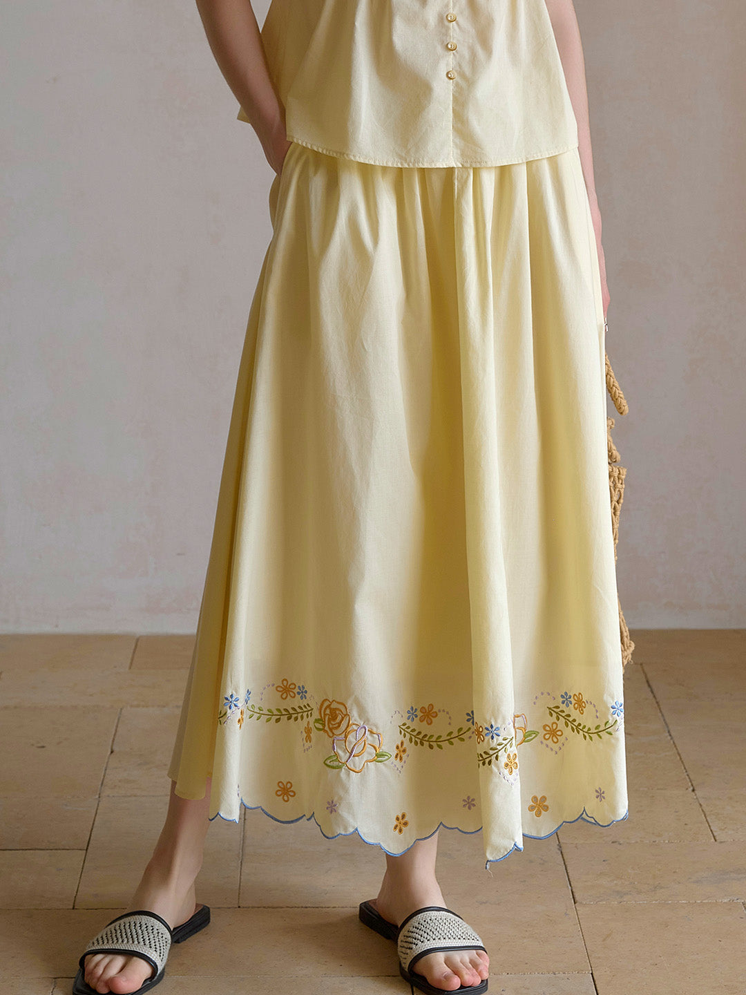 Ashley Floral Embroidery 100% Cotton Skirt