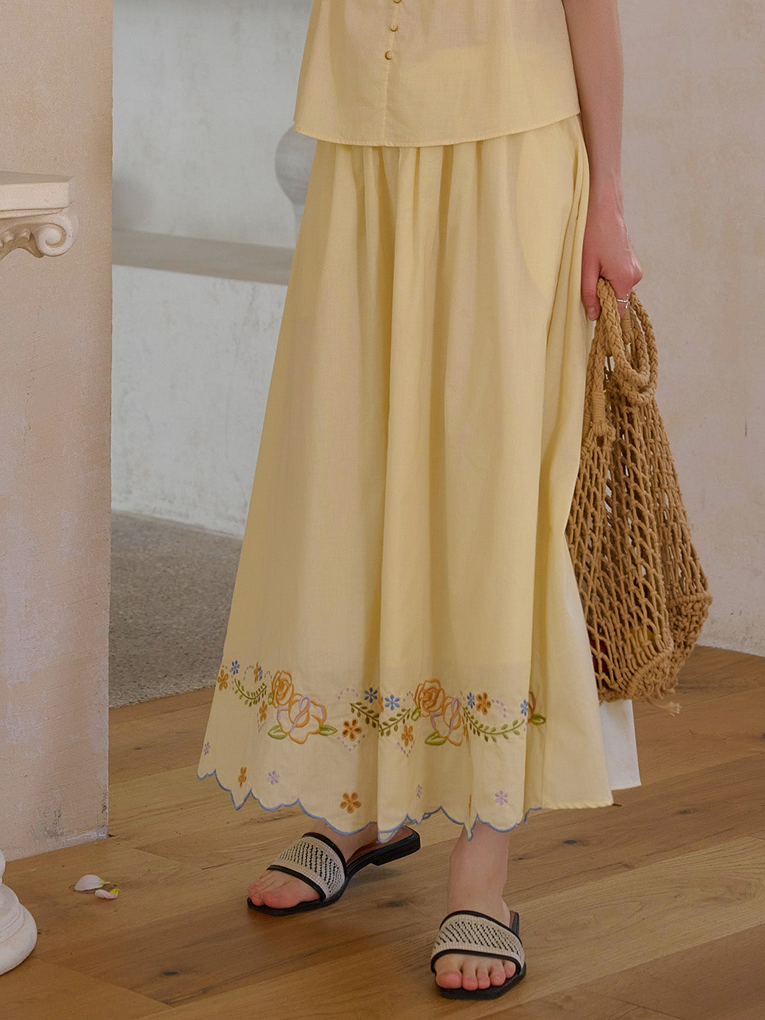 Ashley Floral Embroidery 100% Cotton Skirt