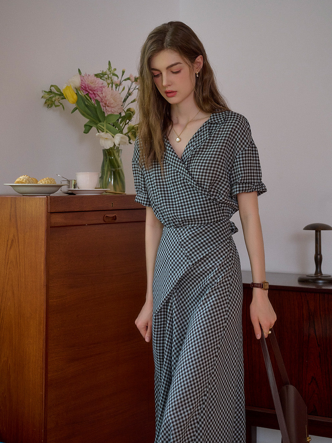 Emerson V-Neck Plaid Dress