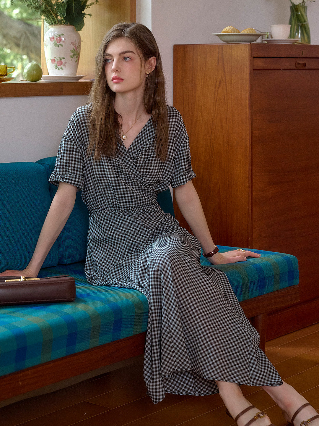 Emerson V-Neck Plaid Dress