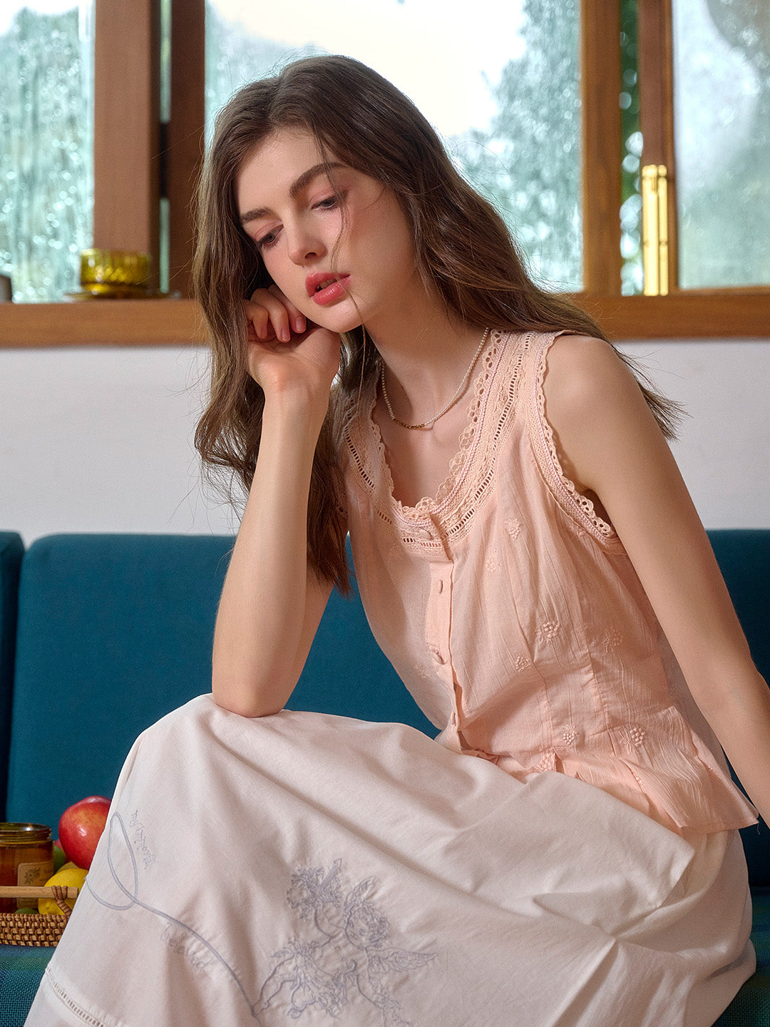 Lynn Round Neck Sleeveless 100% Cotton Blouse