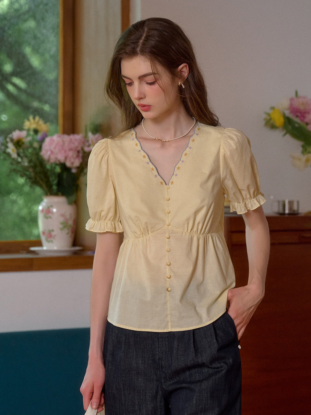 Ashley Floral Embroidery 100% Cotton Skirt