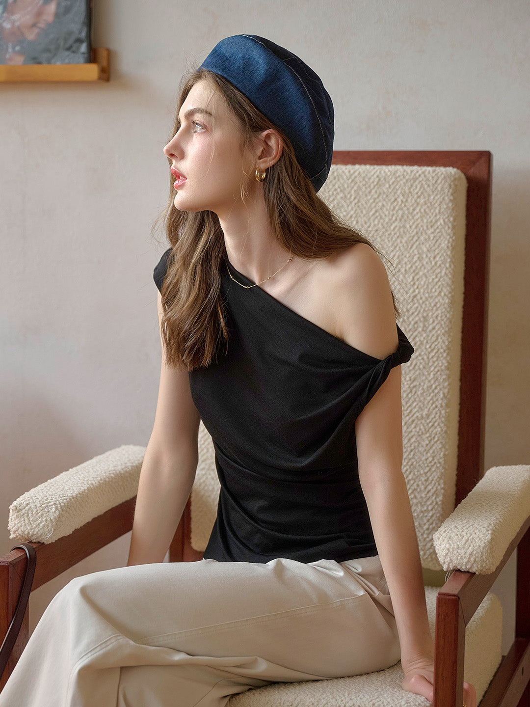 Andrea Off-shoulder Waist Lyocell Top