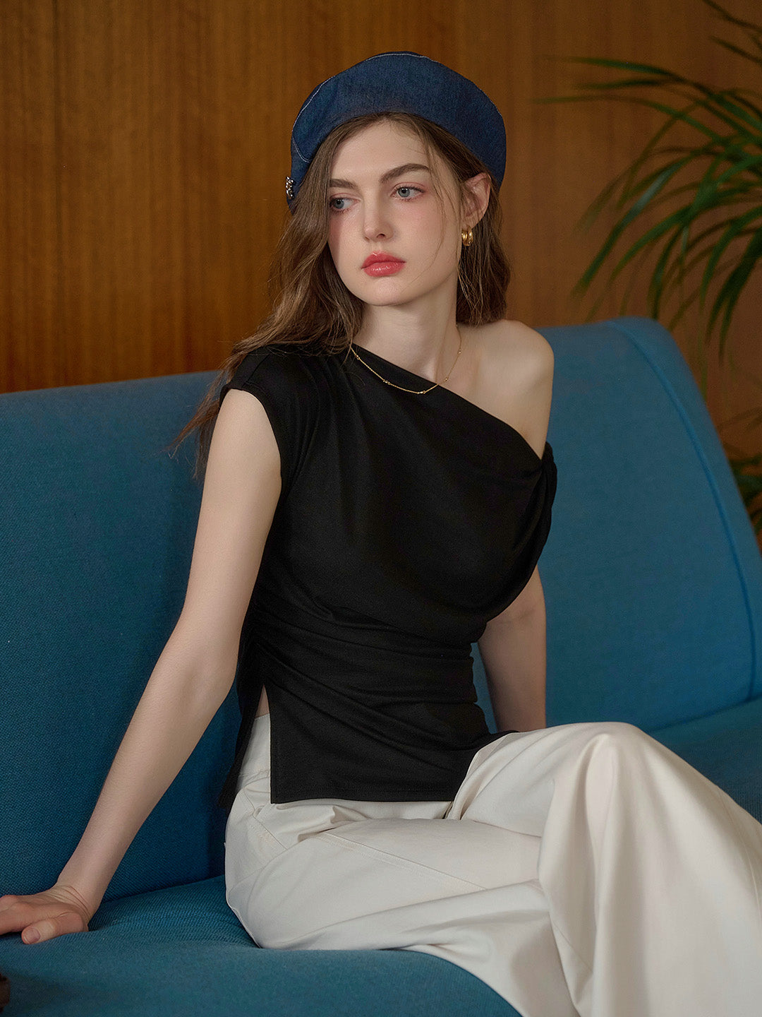 Andrea Off-shoulder Waist Lyocell Top