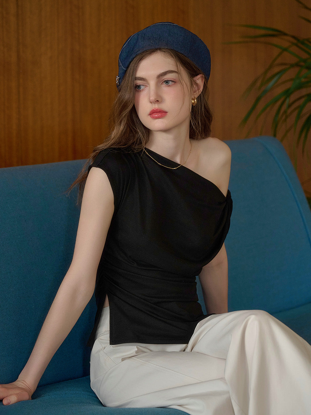 Andrea Off-shoulder Waist Lyocell Top